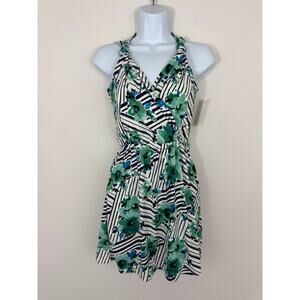 Loveappella XS Floral Stripe Halter Dress NWT (Seam Tear)